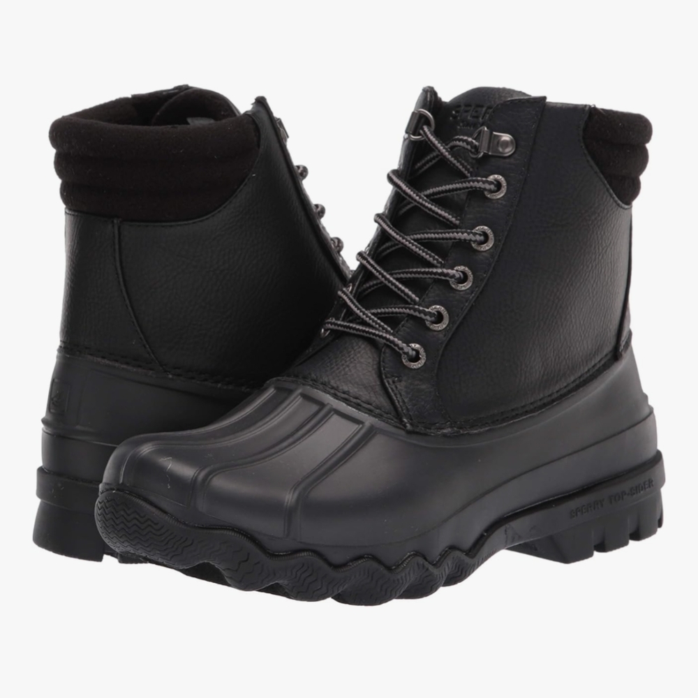 Men's Used Sperry Black Lace-Up Duck Boots 9.5